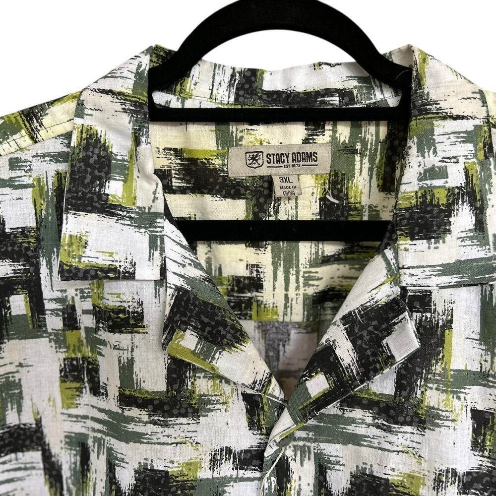 NWT Stacy Adams Men's Linen Abstract Print Shirt Size 3X - Picture 2 of 4
